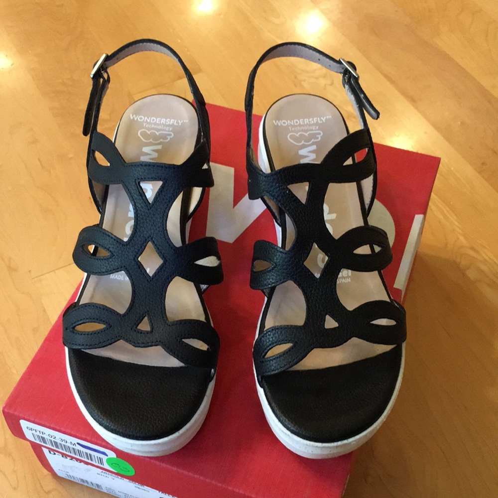WONDERS | Leather Slingback Platform Slide Sandal